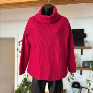 Tahari- Merino Wool Raspberry Turtleneck Sweater